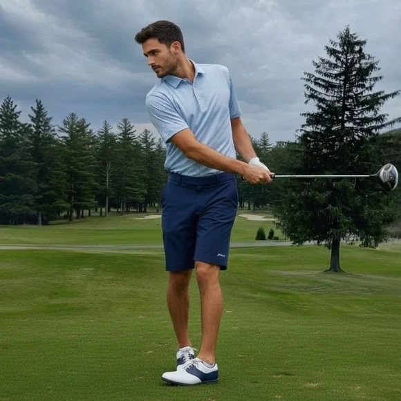 Johnnie-O Performance Golf Polo Shirt Men’s L Blue Micro Print Stretch - Picture 1 of 13